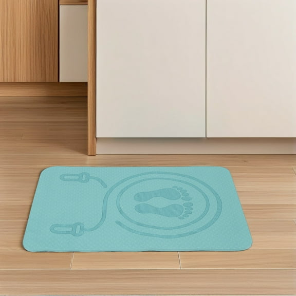 OULII Multi Function Green Jump Rope Mat for Home Yoga Pilates and Skipping