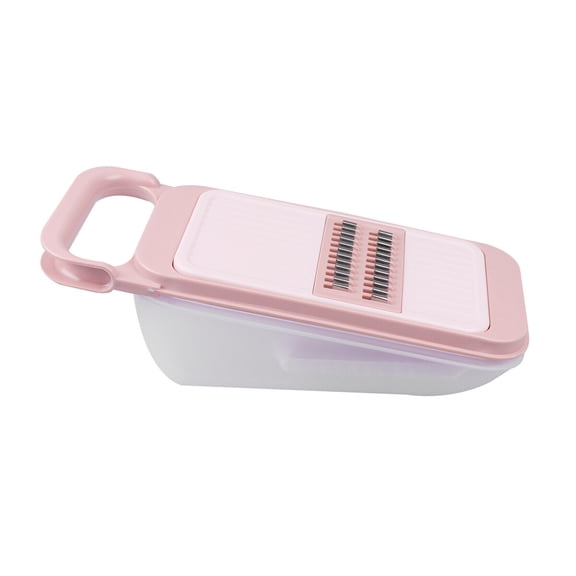 OULII Multifunction Coarse Grater with Stainless Steel Blades for Kitchen Use Pink