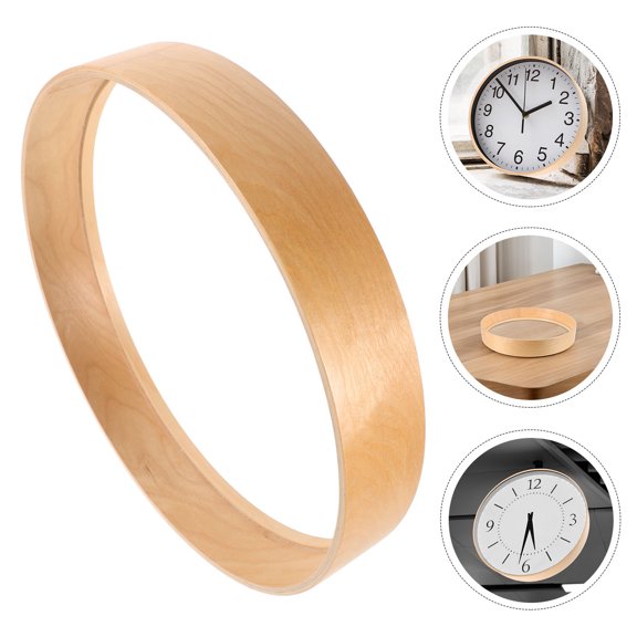 OULII Natural Light Brown Wood Wall Clock Frame with Minimalist Circular Design