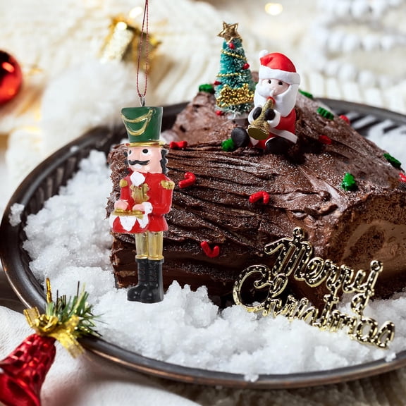 OULII Hanging Nutcracker Ornament Miniature Christmas Ornaments Resin Christmas Decoration Families 1Pcs