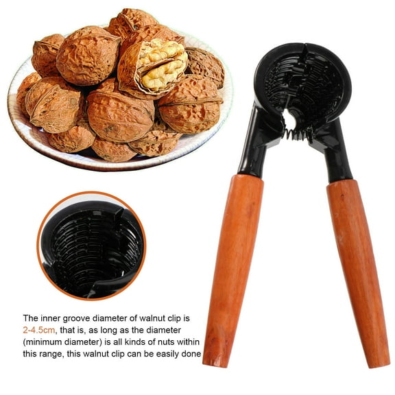 OULII Walnut Sheller with Elastic Aluminum Alloy Spring and Comfortable Wooden Handle