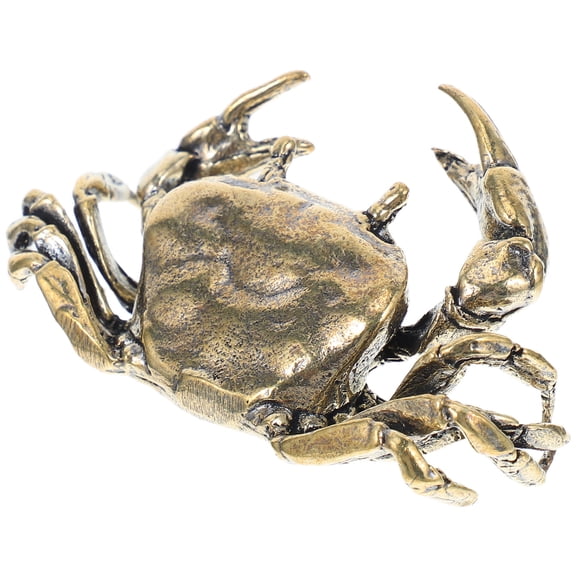 OULII Golden Brass Crab Figurine for Desktop Decor with Intricate Carving and Timeless Luster