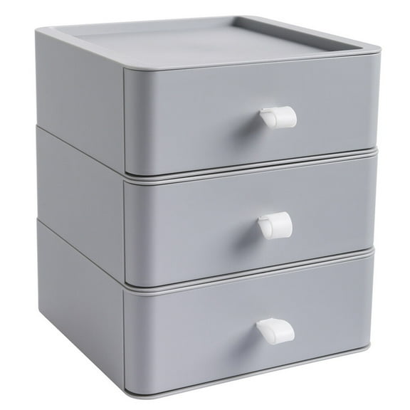 OULII Grey Three Layer Desktop Drawer Box Office Storage Organizer for Home