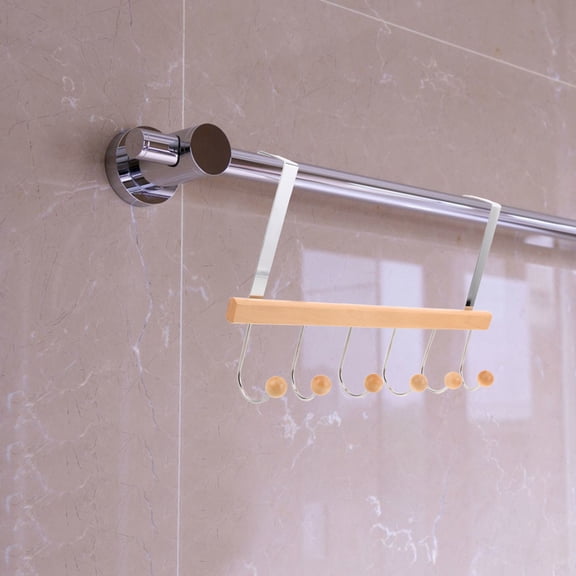 OULII Chocolate Wooden Door Coat Rack with Heavy Duty Metal Hooks for Jackets Hats