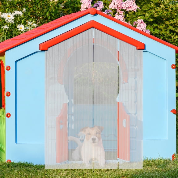 OULII PVC Transparent Dog House Door Flap with Draft Resistant and Easy Installation Design