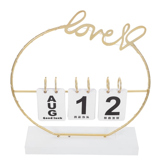 OULII Daily Desktop Calendar Decorative Ornament Wood Assorted Color 1Pcs for Students