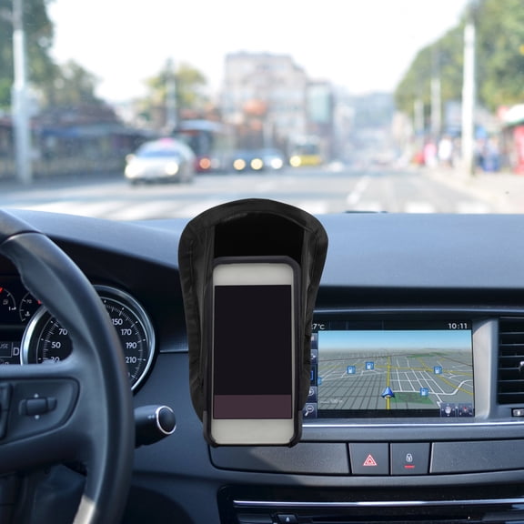 OULII Black Car Phone Sun Shield with Uv Blocking Fabric and Adjustable Straps