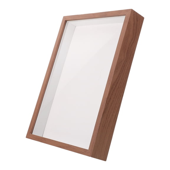 OULII Pin Display Case Light Brown Wood Frame Organizer for Home and Shop Display