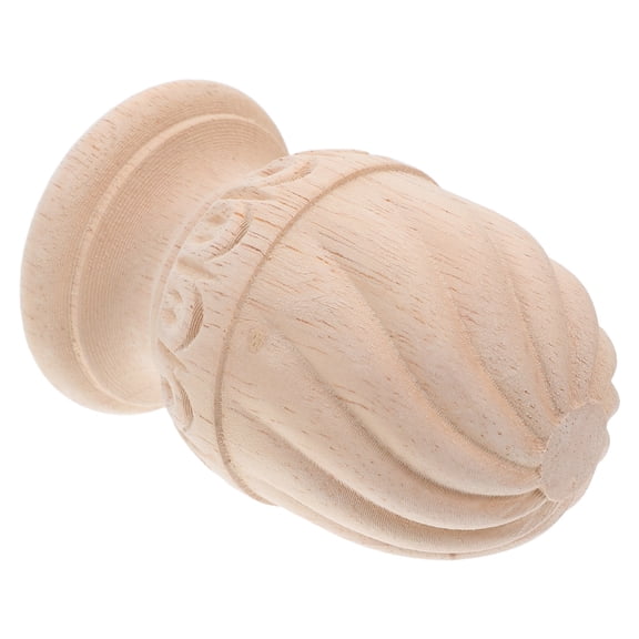 OULII Decorative Wood Finial Pineapple Design Khaki Carved Sculpture for Staircase and Home Decor