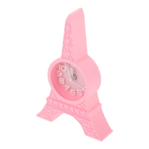 OULII Pink Eiffel Tower Alarm Clock Decorative Tabletop Clock for Bedroom and Office Modern Design