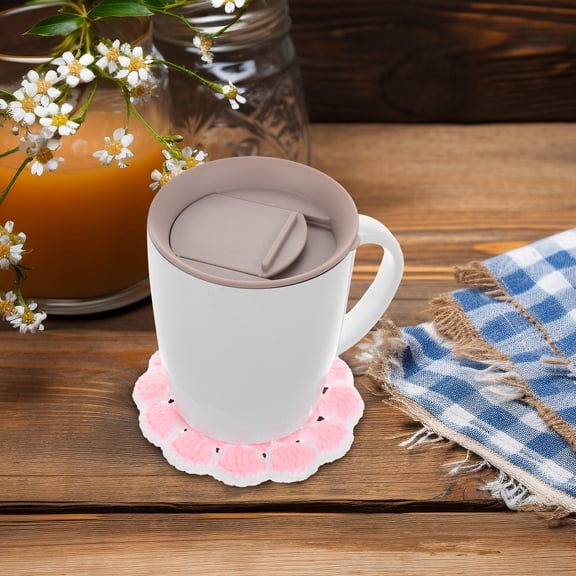 OULII Flower Coaster Knitted Wool Pink 1Set