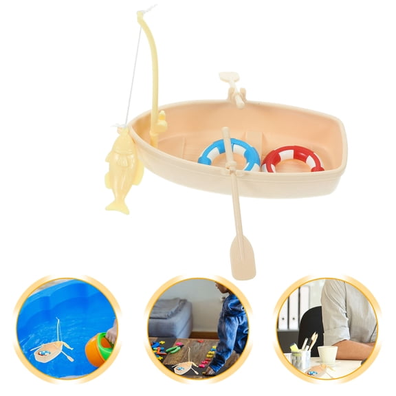 OULII Plastic Canoe Model Decor Rustic Style for Tables Multi-Color