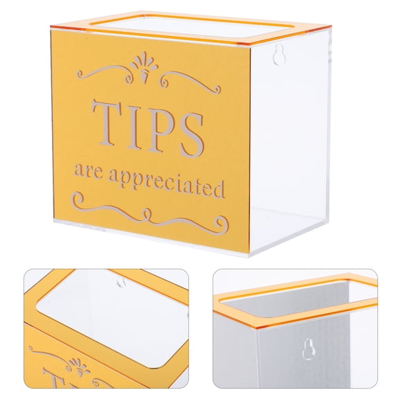 OULII Plated Gold Acrylic Donation Box for Restaurants Bars Shops with Lock and Clear Visibility