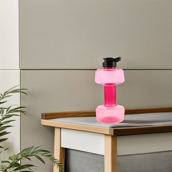 OULII Back to School Dumbbell Plastic Flask Pink Exercise Drink for Indoor Workout 1Set