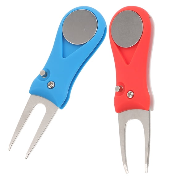 OULII 2Pcs Golf Divot Tool and Ball Marker Set with Stainless Steel Fork Portable Lightweight for Garden Turf Repair