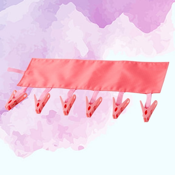 OULII Folding Cloth Hanger with Adjustable Clips for Drying Clothes in Red Portable Design