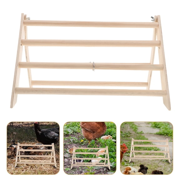 OULII Beige Wood Chicken Roosting Bar Stable Perch for Chicken Coop