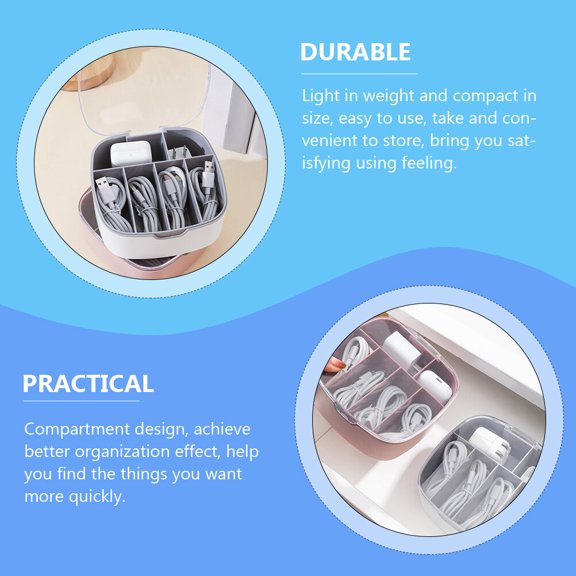 OULII Professional Cable Organizer Box for Home Use with Light Grey Compact Storage Compartments