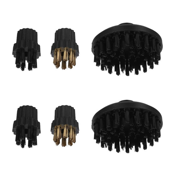 OULII 6Pcs Steam Cleaning Machine Brush Heads Black Durable Nylon for Hard Surface Home Cleaning