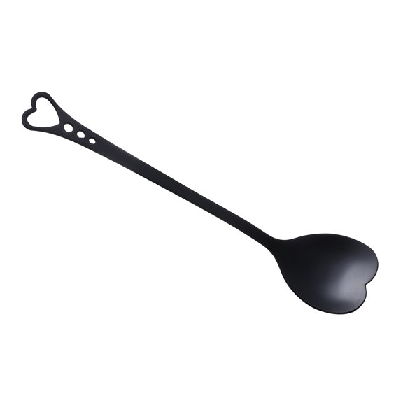 OULII Pudding Scoop Stainless Steel Spoon Black Heart for Women Families 1Pack