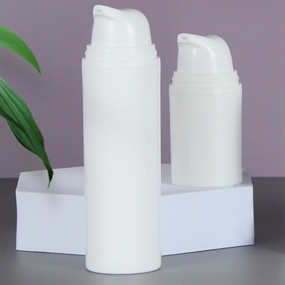OULII 6Pcs Airless Pump Bottles White Plastic Travel Lotion Container for Cream and Cosmetics Storage