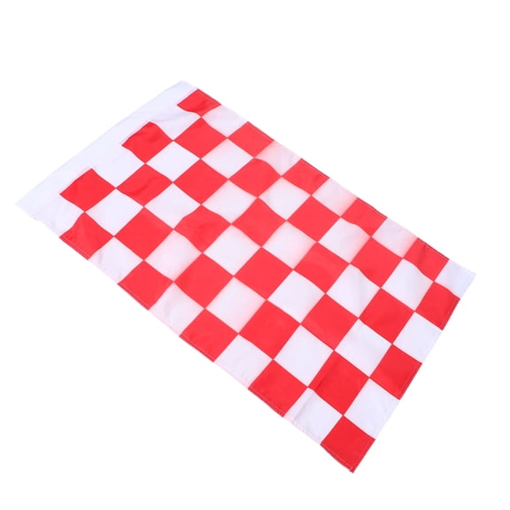 OULII Red and White Racing Checkered Flag Polyester Material Portable Garage Race Banner