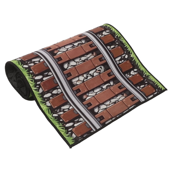 OULII Polyester 3D Railroad Track Aisle Rug for Bedroom with Antislip