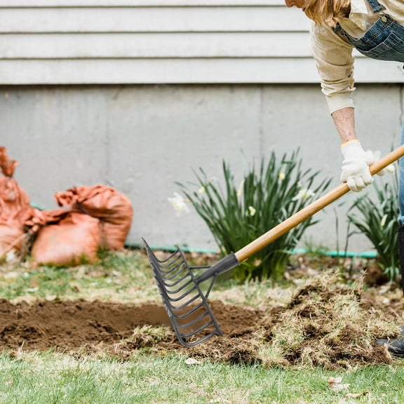 OULII Black Heavy Duty Rake Head for Home Use with Design and Multiple Teeth