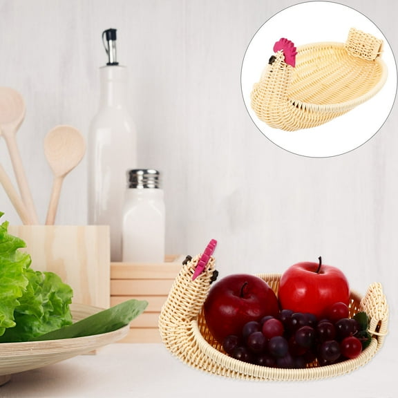 OULII Rattan Box Storage Baskets Handmade Beige 1Pcs for Home Decoration