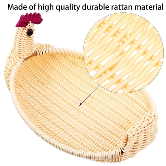 OULII Easter Decoration Organizer Beige Rattan Fruit Storage Basket