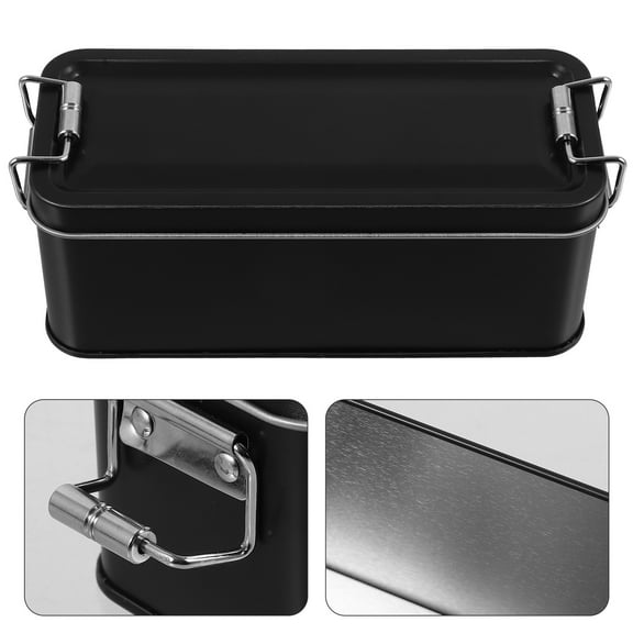 OULII Rectangular Black Tinplate Storage Box 1Pack For Picnic Family Gathering Birthday Party
