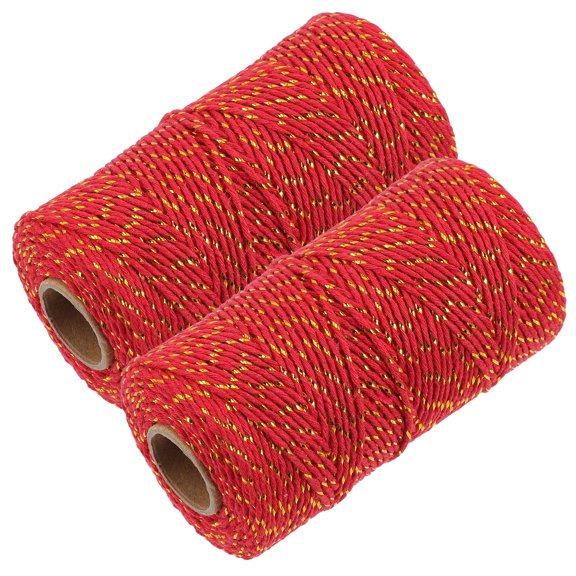 OULII Red Metallic String Decorative Rope for Wrapping and Holiday Ornament Binding