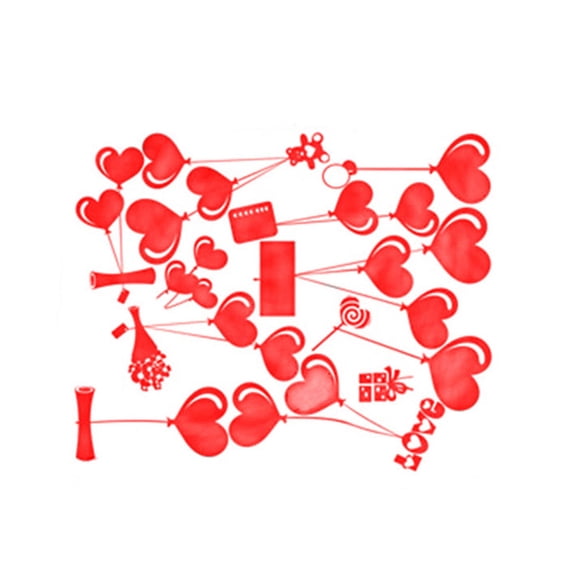 OULII Removable Red Vinyl Heart Wall Sticker Wedding Car Window Decal