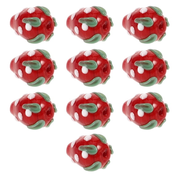 OULII 10Pcs Red Strawberry Plastic Spacer Beads Durable Smooth Surface Loose Beads for DIY Jewelry Accessories