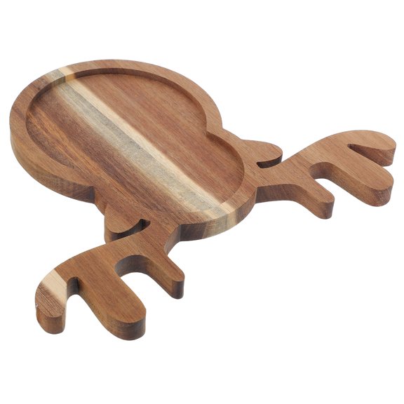 OULII Reindeer Shaped Tray Brown Wood Ideal for Christmas Snacks and Desserts