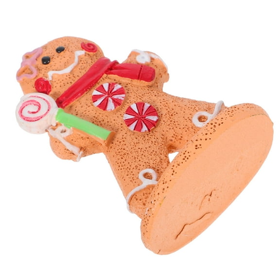 OULII Resin Gingerbread Man Figurine Multi-Color Adorable Christmas Decor for Mantel and Desktop