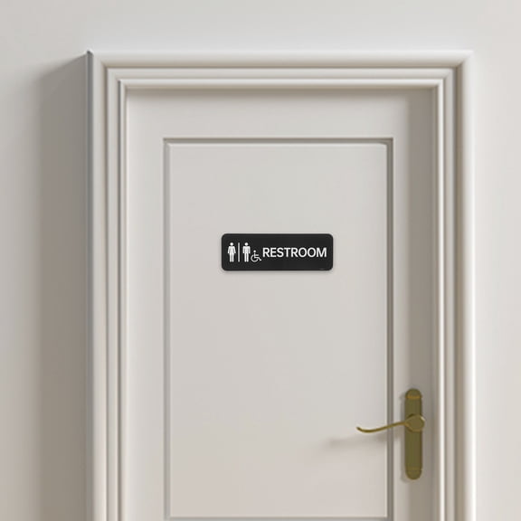 OULII Black Acrylic Gender Neutral Bathroom Sign Self Adhesive Restroom Door Sign for Home Use