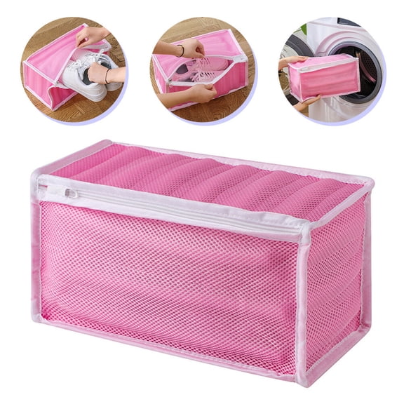 OULII Reusable Shoe Wash Bag for Laundry with Pink Polypropylene 1 Set