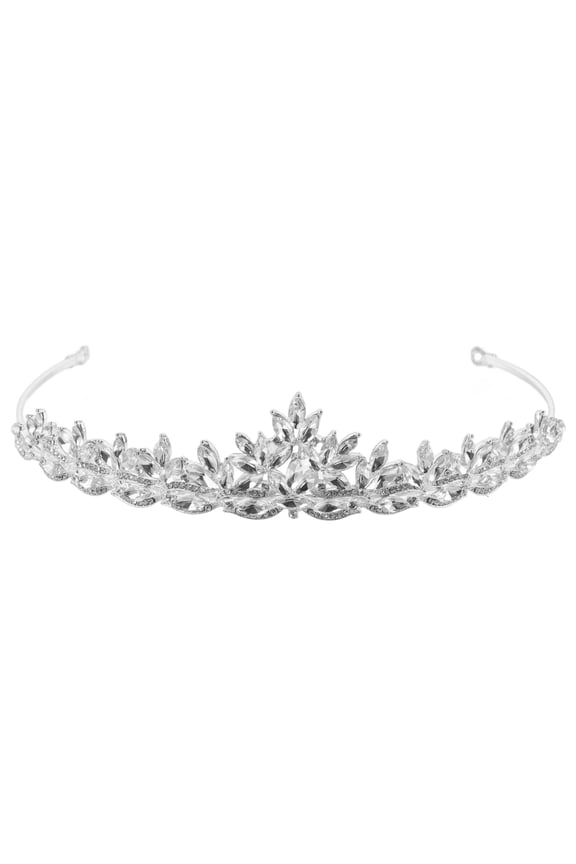 Rhinestone Crystal Crown Headband Plated Silver Bridal Crown for Weddings Birthdays Formal Events