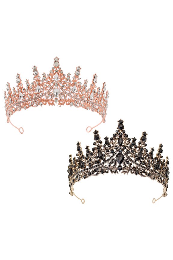2Pcs Assorted Color Rhinestone Crowns Bridal Wedding Headpieces Elegant Hair Accessories