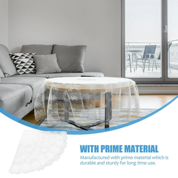 OULII White Lace Table Flag for Party Decor with Non- , 1 Set - Elegant Table Decoration