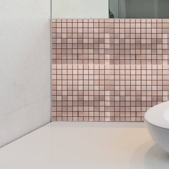 OULII Rose Plated Gold Peel and Stick Kitchen Backsplash Tiles with Durable Metal Material