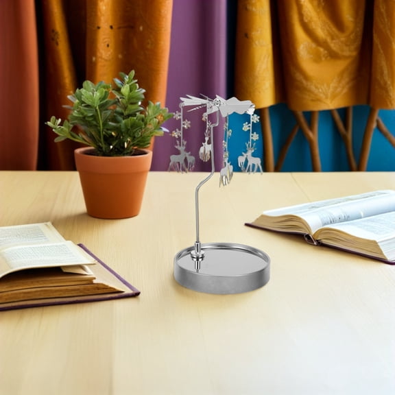 OULII Stainless Steel Windmill Candle Holder with Tray for Festive Decoration