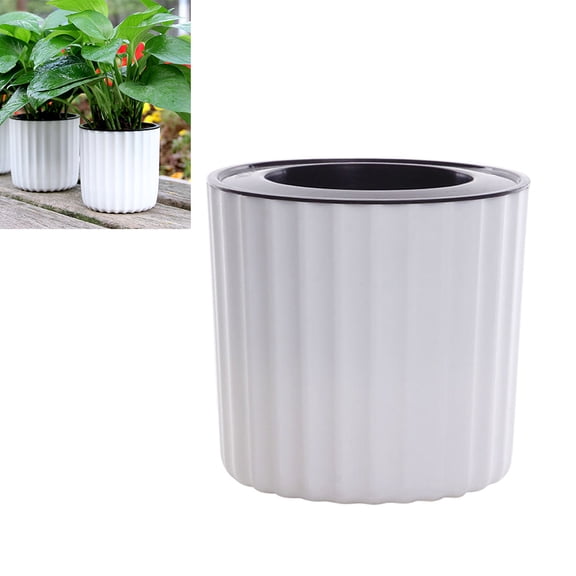 OULII Foolproof White Plastic Self Watering Herb Planter for Home Garden and Office Decor