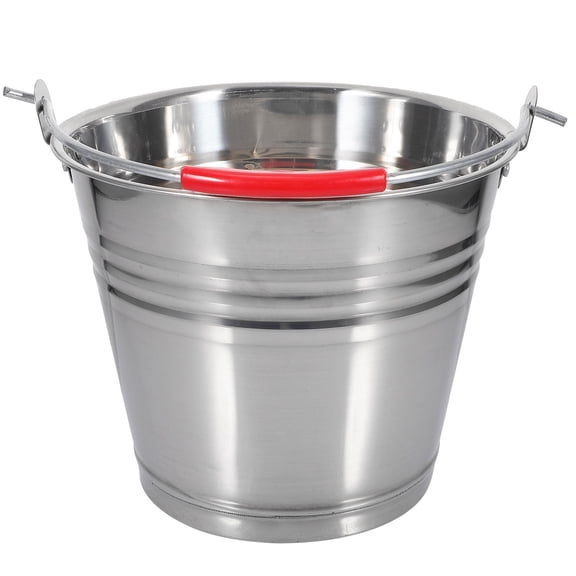 OULII Multipurpose Stainless Steel Bucket with Handle Plated Silver for Home