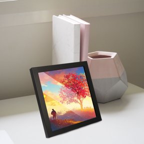 OULII Rustic Black Wood Picture Frame with Movable Support for Home and Office Decoration