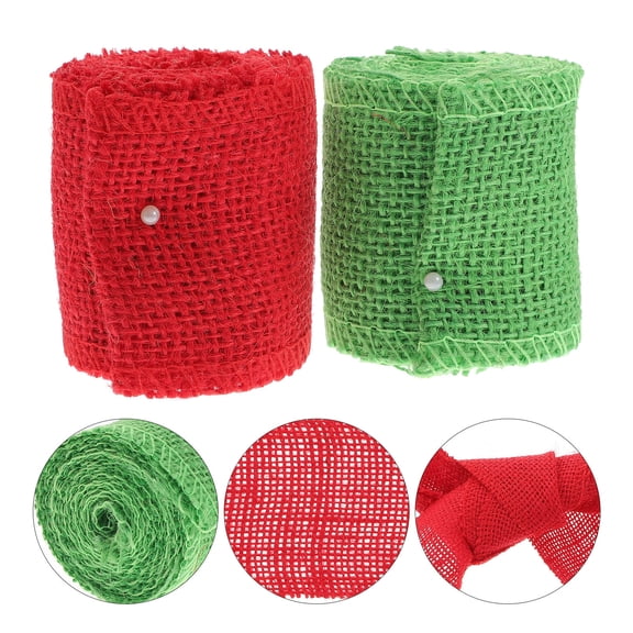 OULII Assorted Color Burlap Ribbon Roll for Wreath Making Party and Christmas Decorations