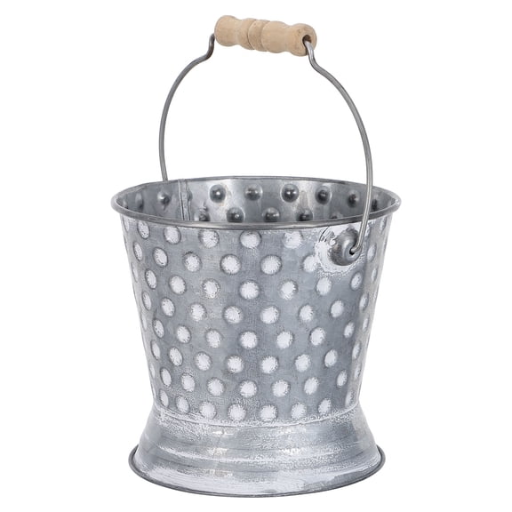 OULII Rustic Wedding Flower Bucket and Decorative Pail for Outdoor Floral Arrangements and Centerpiece Display