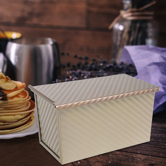 OULII Golden Metal Loaf Pan with Lid for Baking Bread Professional Heat Conduction and Large Capacity