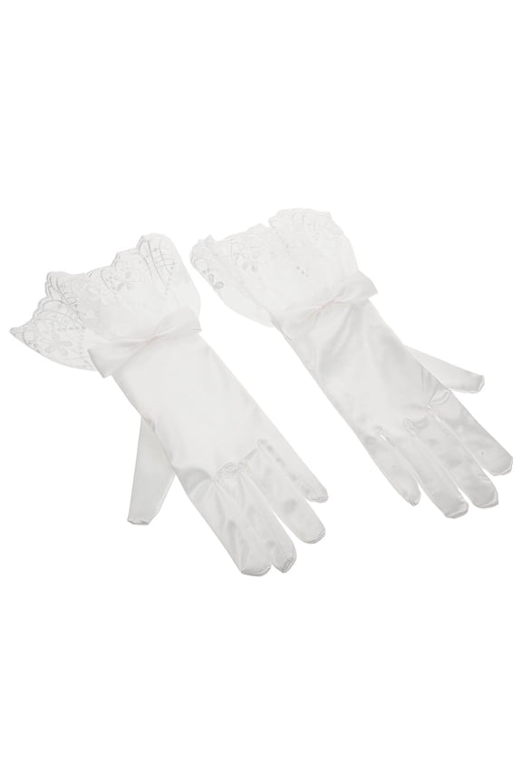 White Short Gloves for Women Satin Material 1 Pair